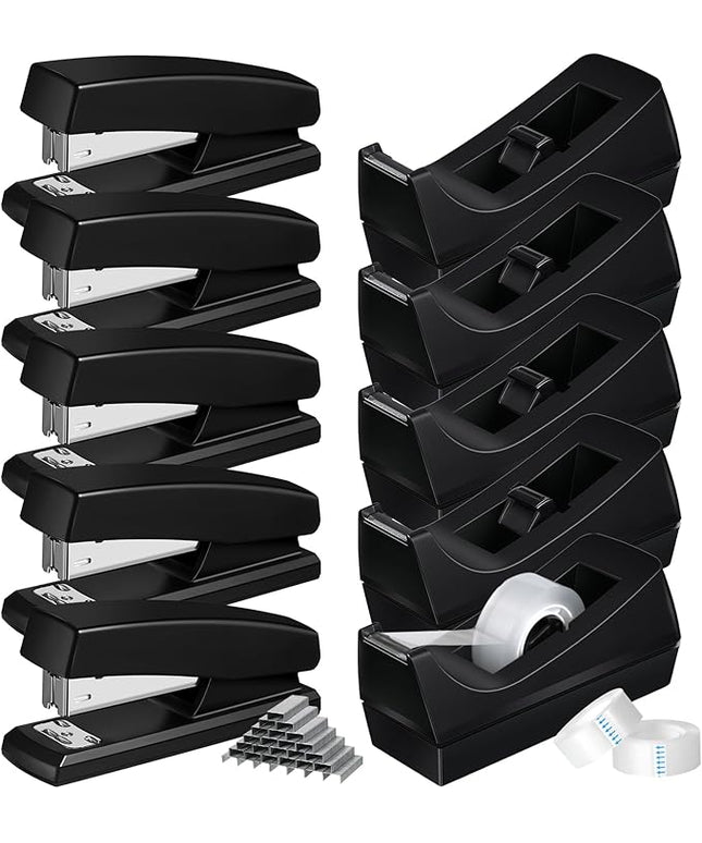 10 Pcs Tape Dispenser Staplers for Desk with Staples and White Tapes 25 Sheet Capacity School Office Stapler