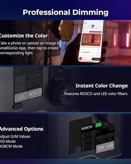 SmallRig RC 60C RGB LED Video Light, 3400mAh Battery 45min Runtime, APP Control, Potable Palm-Sized Continuous Output Lighting 2500K-10000K, for Photography/Video/Studio, Lite Edition