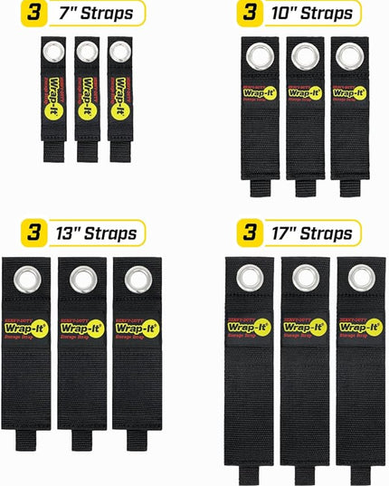 Heavy-Duty Wrap-It Storage Straps (Assorted 12 Pack) - Stocking Stuffer for Hanging Extension Cord Organizer for Cable Management and Storage on Garage Wall, RV Gadgets and Appliances