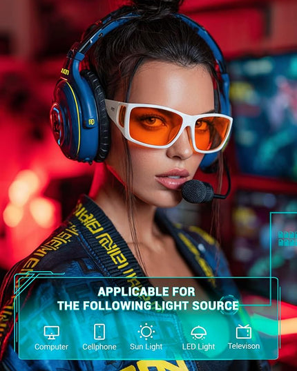 TIJN Sonia Sleep Glasses for Blue & Green Light Blocking,Red Lens with Dual AR Coating,Wraparound Frame for Gaming Screen