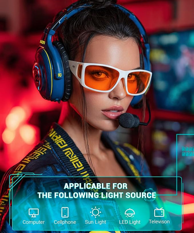 TIJN Sonia Sleep Glasses for Blue & Green Light Blocking,Red Lens with Dual AR Coating,Wraparound Frame for Gaming Screen