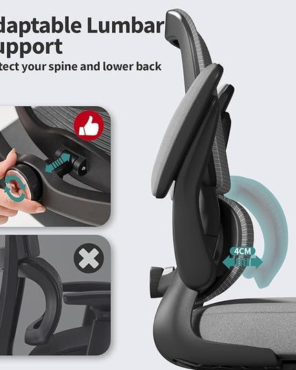 TRALT Office Chair - Ergonomic Desk Chair with Adjustable Lumbar Support, Mesh Computer Chair, Executive Chair for Home Office Comfortable Lumbar Support (Fog Gray)