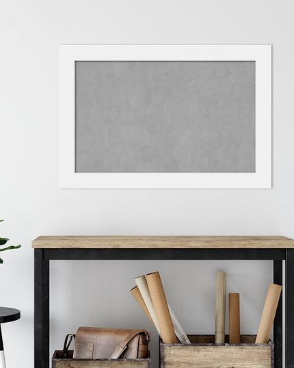 Amanti Art White Framed Magnetic Board 25x37 Large Vision Board for use with Magnets, 100% Metal Sheet to Display Items as Office Decor or for Home Organization in mudroom, Kitchen or Kids Room