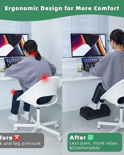Ergonomic Foot Rest for Under Desk, Relieves Back Pain & Improves Posture with Adjustable Angle, 3-Level Firmness Memory Foam Foot Stool for Office Chair, Black