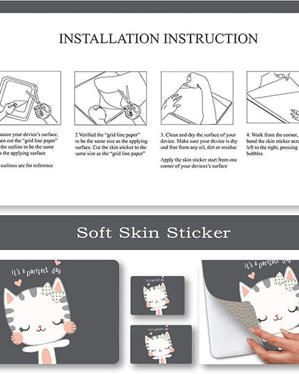 Laptop Skin Sticker Decal,12" 13" 13.3" 14" 15" 15.4" 15.6 inch Laptop Vinyl Skin Sticker Cover Art Protector Notebook PC (2 Wrist Pad Skins Included), Decorative Waterproof Removable, Cute Cat