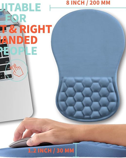 Ergonomic Mouse Pad Wrist Support with Memory Foam Massage Bulge, Carpal Tunnel Pain Relief Mousepad Wrist Rest for Mouse(12x8 inch, Lake Blue)