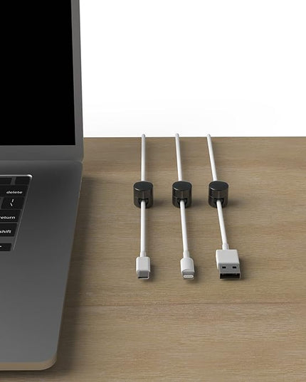 Cable Anchors for Desk Organization Gun Metal | Premium Aluminum Cord Organizers | Charger + Cable Management Clips for Home & Office | Stylish, Sturdy, & Functional | (3 Pack)