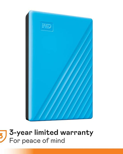 WD 2TB My Passport, Portable External Hard Drive, Blue, backup software with defense against ransomware, and password protection, USB 3.1/USB 3.0 compatible - WDBYVG0020BBL-WESN