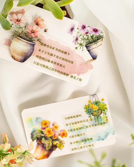 MiyouLuna 150Pcs Potted Plant Stickers, Botanical PET Stickers for Scrapbooking, DIY Crafts, Journaling, and Junk Journal Ephemera with Organizer