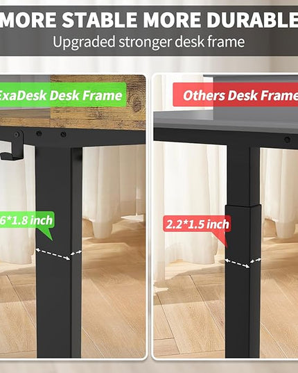 63 x 30 Inch Electric Standing Desk with 2 Drawers, Adjustable Height Widened Stand Up Desk with Storage, Sit to Stand Ergonomic Workstation for Home Office, Rustic Brown