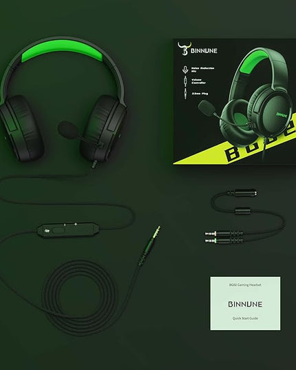 BINNUNE Gaming Headset with Mic for PS4 PS5 Xbox Series X|S Xbox 1 PC NS, Wired Gaming Headphones with Microphone for PS 4|5 Xbox1