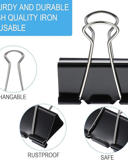 Binder Clips Assorted Sizes Including Extra Large Medium Small Mini and Micro, Office Supplies File Clamps Paper Clips, 6 Sizes in 6 Boxes, 208 PCS Metal Black Clamps for School