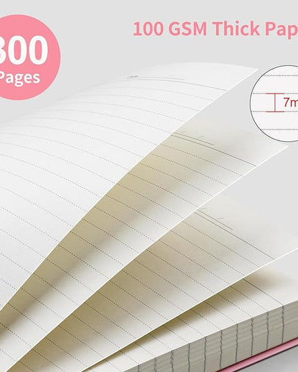 EMSHOI A5 Spiral Notebook College Ruled Lined Journal, Small 5.7" X 8.22", 300 Pages/150 Sheets, 100gsm Thick Paper, Waterproof Hardcover, for Office School Women Men Work Writing Notes-Pink