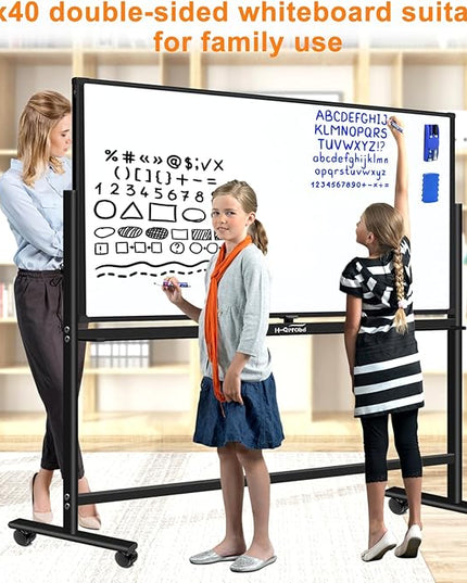 H-Qprobd Dry Erase Board with Stand 72"x40" Magnetic Mobile Whiteboard on Wheels Double-Sided Rolling Whiteboard for Office, Home & School
