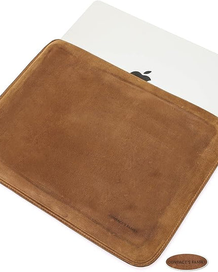 Top Grain Leather 14.2" Slim Laptop Sleeve Protector, Minimalist Vintage Design, Handmade, Compatible with MacBook Pro 14 inch 2021 2022 M1 Pro/M1 Max A2442 & Other PC, Brown 14.2 Inch