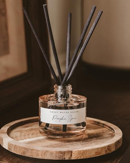 Sweet Water Decor Pumpkin Spice Reed Diffuser, Autumn Scented Premium Fragrance, Long-Lasting Air-Freshener for Home, Bathroom & Bedroom, Cozy Fall Gift for Women, Non-Toxic Oil, Lasts 4+ Months