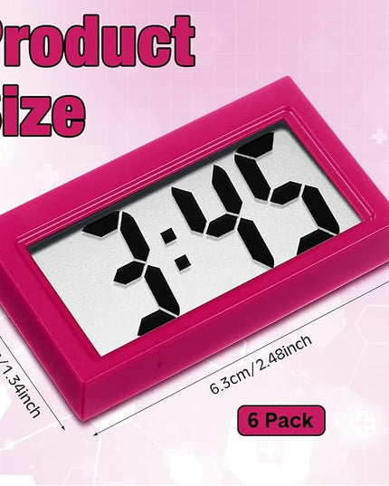 Frienda 6 Pieces Mini Digital Clock Small Digital Clock Stick on Battery Operated Self Adhesive Bracket for Car Dashboard Fridge (Red)