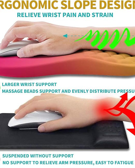 Hokafenle 2 in 1 Ergonomic Mouse Pad Wrist Support & Wrist Rest for Computer Keyboard Set, with Relieve Carpal Tunnel Pain Massage Bulge and Full Memory Gel Design (2In1 Set, Sunset Glow)