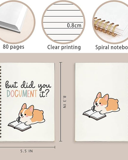Funny Corgi Notebook Journal Gifts for Women & Men, Gifts for Corgi Lovers Notebooks for Women, But Did You Document It Hardcover Spiral Notebook 5.5x8.3 Inch