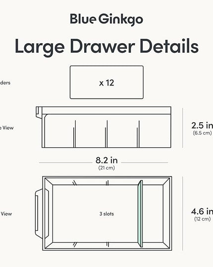 Blue Ginkgo Large 12-Drawer Cabinet – Stackable Clear Organizer for Hardware, Beads, Plastic Bricks, Office, and Craft Storage (Made in Korea, Yellow)