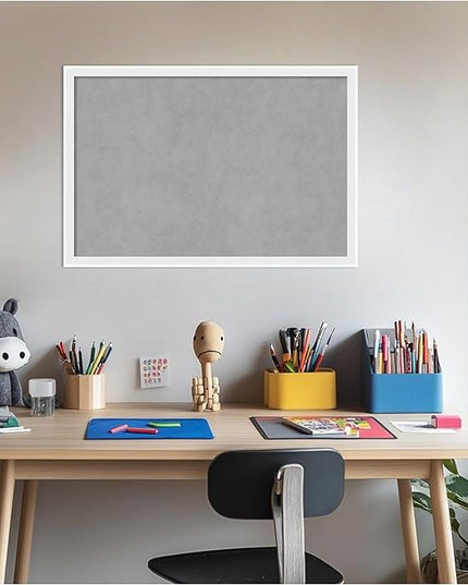 Amanti Art White Framed Magnetic Board 17x25 Medium Vision Board for use with Magnets, 100% Metal Sheet to Display Items as Office Decor or for Home Organization in mudroom, Kitchen or Kids Room