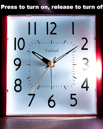 4.7" Vintage Retro Analog Alarm Clock, Super Silent Non Ticking Clock with Night Light, Snooze, Battery Operated, Simply Design, for Living Room, Bedroom, Bedside, Desk, Gift Clock
