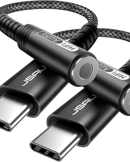 JSAUX 2-Pack USB Type C to 3.5mm Female Headphone Jack Adapter, USB C to Aux Audio Dongle Cable Cord Compatible with iPhone 17 Pro Max/16 Pro/15 Plus/15, Samsung Galaxy S23/S22, iPad Pro, Pixel -Black