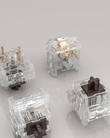 ZhouWang Crystal Brown Switch 3 Pin 50gf Pre-Lubricated,Dustproof Tactile Switch,Suitable for RGB,Mechanical Gaming Keyboards、MX Mechanical Keyboard(108PCS)