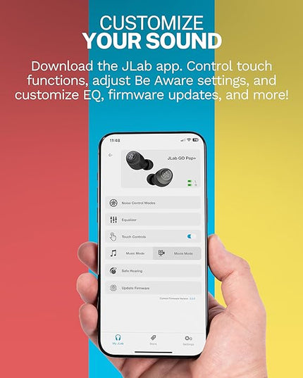JLab Go Pop+ True Wireless Bluetooth Earbuds & Charging Case - Confetti, App Support, Dual Connect, IPX4 Sweat Resistance, Bluetooth 5 Connection, 3 EQ Sound Settings Signature, Balanced, Bass Boost