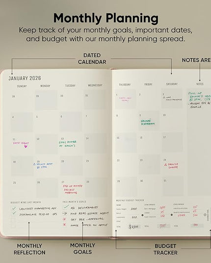 Dated, 2026 Planner, 5.8” x 8.3” - The #1 Productivity Planner to Achieve Your 2026 Goals - Planner 2026-2027 by PRODUCTIVITY STORE (A5, PINK)