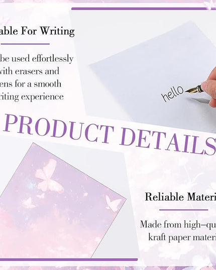 Supervitae 120 Pack Watercolor Butterfly Letter Writing Stationery Paper, 8.27 x 5.51 Inch Double Sided Decorative Letter Sheets for Writing Printing Crafts, 6 Watercolor Design (Watercolor Butterly)