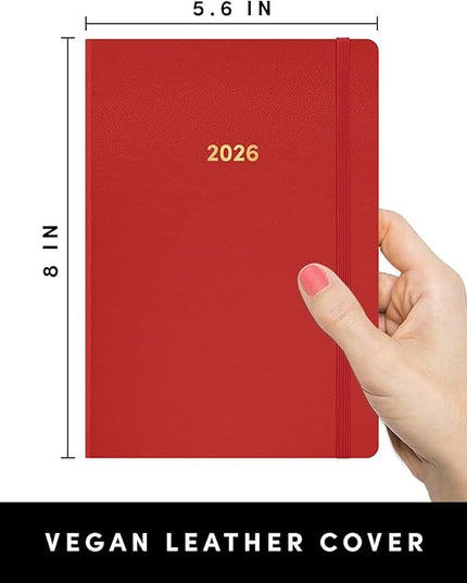 PAPERAGE 2026 Weekly & Monthly Planner, 12 Months (January 2026 - December 2026), 5.6 in x 8 in, Hardcover 2026 Planner with Weekly & Monthly Spreads, Note Pages, Stickers & Back Pocket – Red