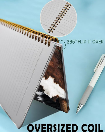 Spiral Journal Notebook for Women,A5 College Ruled Notebooks 6"x 8.4",Cool 120 Pages Lined Journal with Premium Thick Paper,Perfect for School Office Home Gifts(vintage Cowhide)