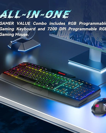 Redragon S101-3 PRO Gaming Keyboard and Mouse, RGB Backlit Programmable Keyboard Mouse with Software, Independent Macro Record Keys, Value Combo Set, New Update Version
