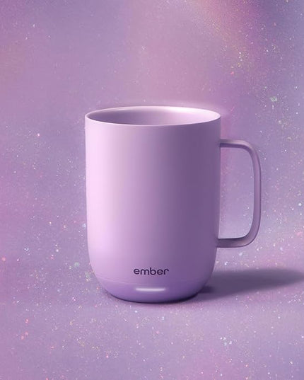 Ember Temperature Control 14oz Smart Mug 2, App-Controlled and Rechargeable Heated Coffee Cup Warmer with Intelligent LED Display, Lavender.