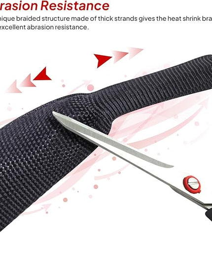 3/4" - 18 feet High Temp Heat Shrink Wire Loom, 2 to 1 Ratio Braided Heat Shrinkable Fabric Wire Management Sheath Sleeving