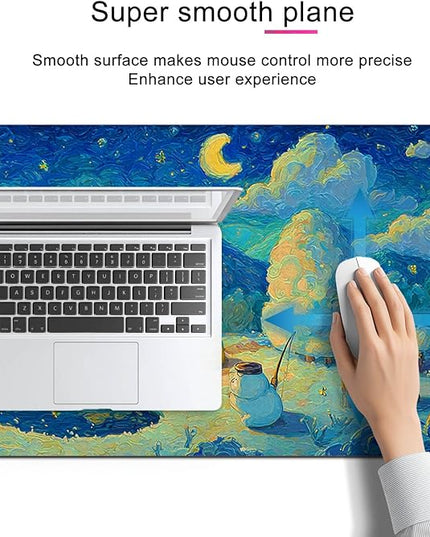 XL Mouse Pad 31.5 x 11.8 Inch Gaming Mousepad Diatomite Large Keyboard Mouse Pad for Home and Office Desk Accessories with Winter Cabin Starry Sky Bear Campfire Artwork