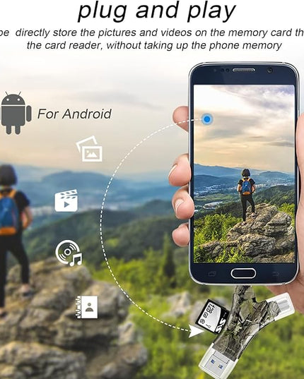 SD Card Reader for iPhone/ipad/Android/Mac/Computer/Camera,4 in1 Micro SD Card Reader Trail Camera Viewer, Portable Memory Card Reader SD Card Adapter for SD and TF Cards