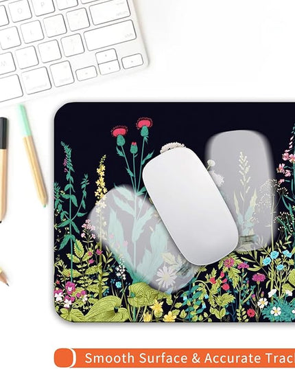 Square Mouse Pad Midnight Flowers,Personalized Premium-Textured Custom Mouse Mat Design,Washable Mousepad Cloth,Non-Slip Rubber Base Computer Mouse Pads for Wireless Mouse