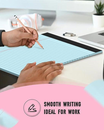 Colored Legal Pads, 3 Pack Writing Pads 8.5 x 11, Wide Ruled Legal Notepads, Lined Pads of Paper 8.5 x 11, Blue/Purple/Green Note Pads, 30 Sheets Per Legal Pads for School, College, Office, Home