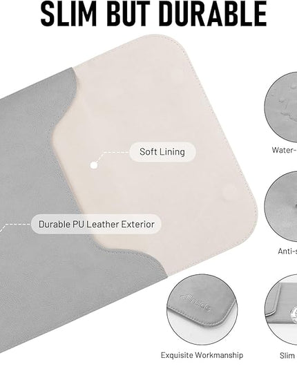 Allinside 11-12 inch Laptop Sleeve Case Compatible with MacBook Air 11 2010-2015/MacBook 12 2015-2017, Waterproof PU Leather Laptop Sleeve Bag Protective Vertical Case Cover, Gray