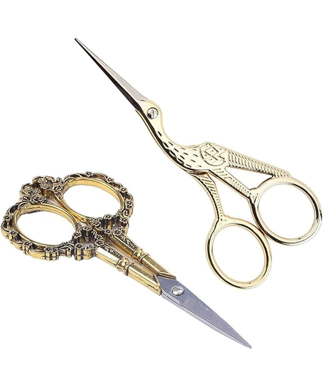 BIHRTC Gold Vintage Plum Blossom Scissors and Classic Crane Design Sewing Scissors for Embroidery, Sewing, Craft, Art Work & Everyday Use