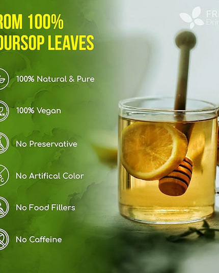 40 Premium Soursop Graviola Leaf Tea Bags, 100% Natural and Pure from Soursop Leaves, Handmade, Made With Natural Materials-Corn Fiber Tea Bag, Sugar/Caffeine/Gluten Free, Hoja Guanabana Tea