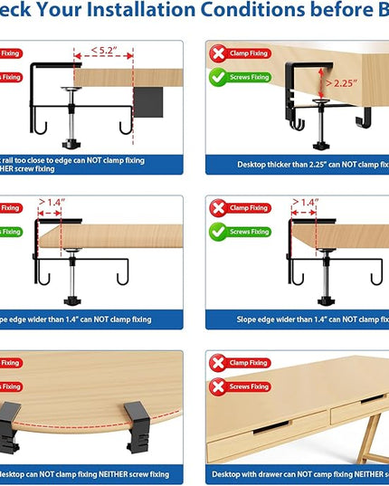 Zilink No Drill Under Desk Cable Management Tray 40" Cord Organizer for Table Clamp/Screw Mount Cable Management Under Desk Waterproof Fabric Cable Management Tray for Office, Home