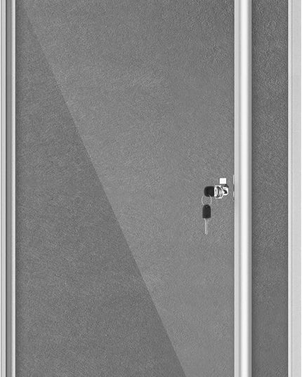 Mifuro 36"x24" Enclosed Bulletin Board, Lockable Weather-Resistant Aluminum Cork Noticeboard for School & Office, Silver Frame w/Grey Flet