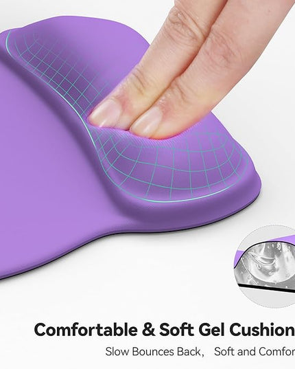 TECKNET Gel Mouse Pad with Wrist Rest, Ergonomic Office Mousepad with Wrist Support - Non-Slip & Smooth Surface Comfortable Desk Accessories Mat for Office, Gaming and Study - Purple