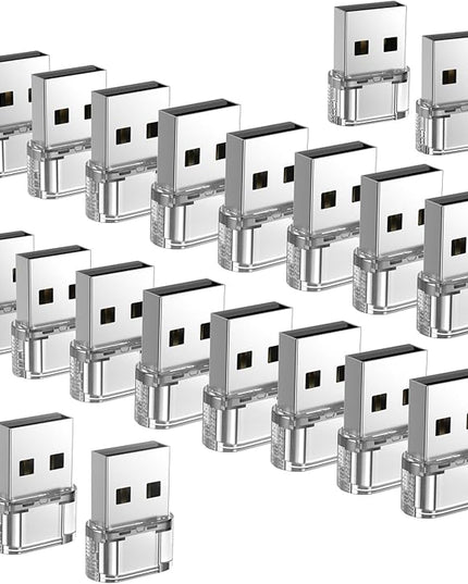 20 Pack USB to USB C Transparent Adapter,USB C Female to A Male Charger Converter Compatible with Apple Watch,iPhone 15 14 13 12 Pro Max Plus,Note,iPad 9 10 Air 5 Mini 6,Galaxy Pixel and etc.
