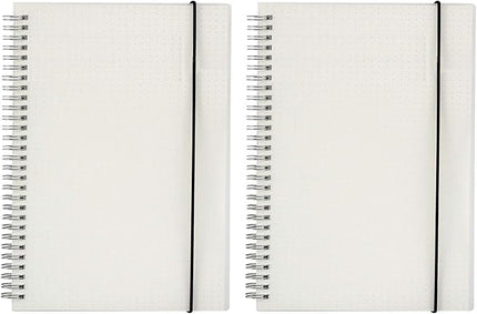 Yansanido Spiral Notebook, 2 Pcs 10.1 Inch x 7.6 Inch B5 Thick Plastic Translucent Frosting Hardcover Dot Paper 80 Sheets -160 Pages Journals for Study and Notes (B5 7.3"X 10"-Dot Grid 2pcs)