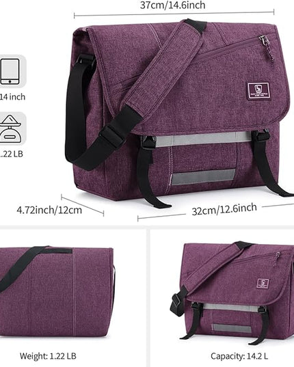 OIWAS Messenger Bag for Women, 14 Inch Laptop Crossbody Bags Men Casual Satchel Shoulder Bag College Travel Office Briefcase