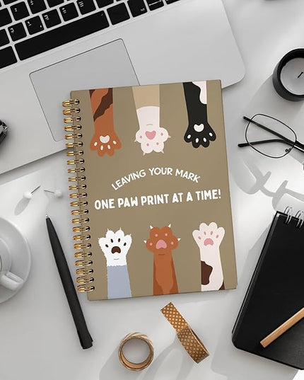Funny Cat Notebook, Cats Lover Gifts Notebooks for Note Taking, Cat Mom Lady Gifts for Women Journal, Leaving Your Mark Cute Kitten Paws Journals for Writing, 5.5x8.3 Inch